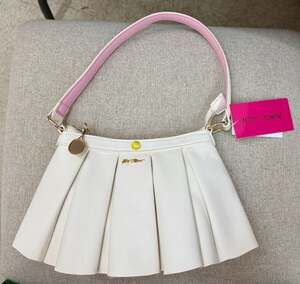 Betsey Johnson Serve It Up Tennis Skirt Bag White Pink